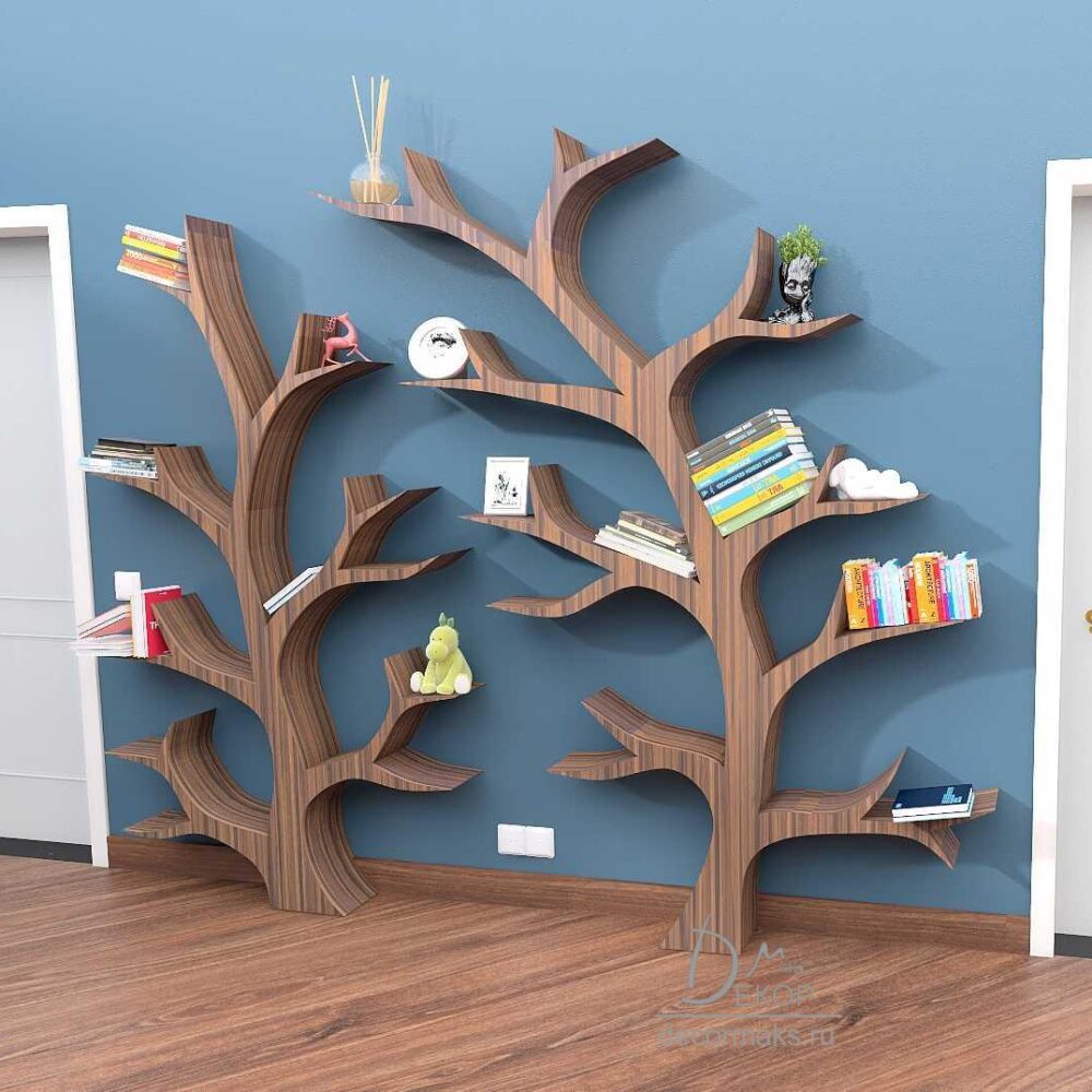 декоративный стеллаж книжное дерево в шпоне на заказ в москве
