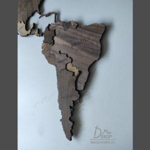 Настенная деревянная карта мира